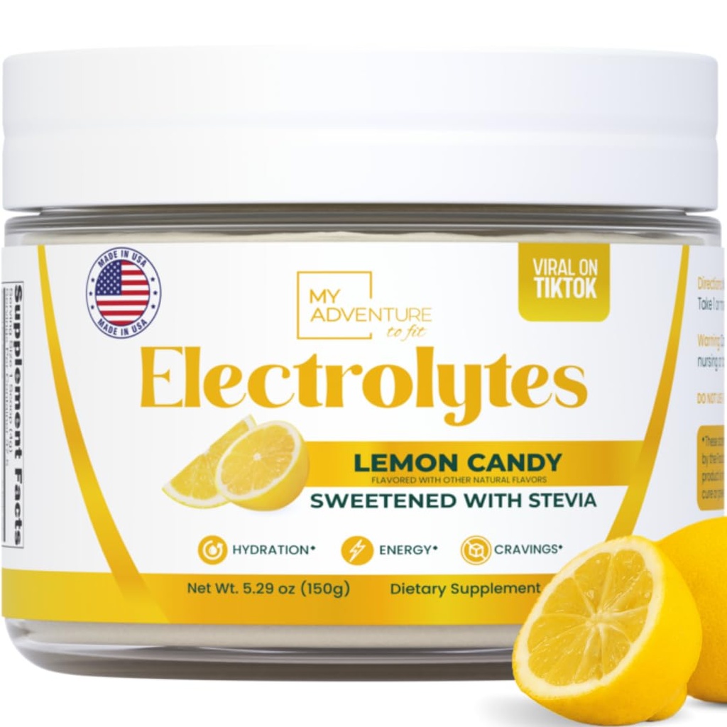 Zero Sugar - Lemon Candy Electrolytes Powder - Refreshing Hidration - Caffeine Free Energy with All Natural Ingreations - Vegan, Keto & Paleo - Sugar Free Electrolytes Powder Drink Drink - 37 Servings