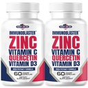 (2 Paket) ImmunoBlaster Zinc Quercetin 500mg dengan Vitamin D dan C Antioksidant Dukungan Potency Tinggi Quercetin Tambahan untuk Pria dan Perempuan - Gluten, Soy, & Dairy Free - 120 Cacah (Kembar)