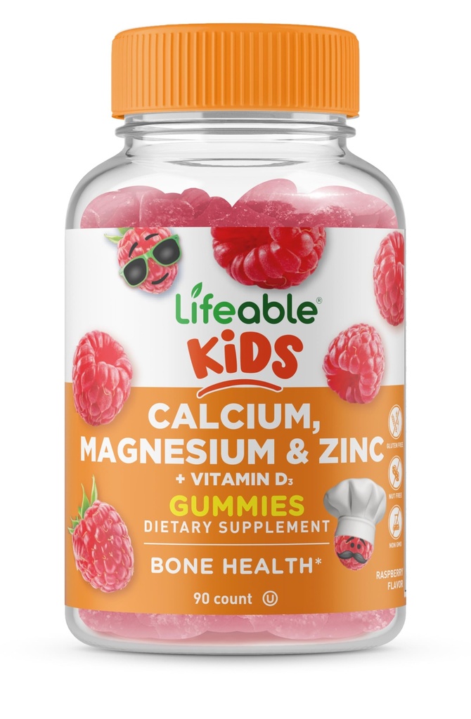 Lifeable Kid Calcium Magnesium Gummies Zinc 124; Calcium with Vitamin D3 124; Great Tasting Calcium Suplemen Anak-anak: Calcium Gummies untuk Bone Health 124; 90 Gummies