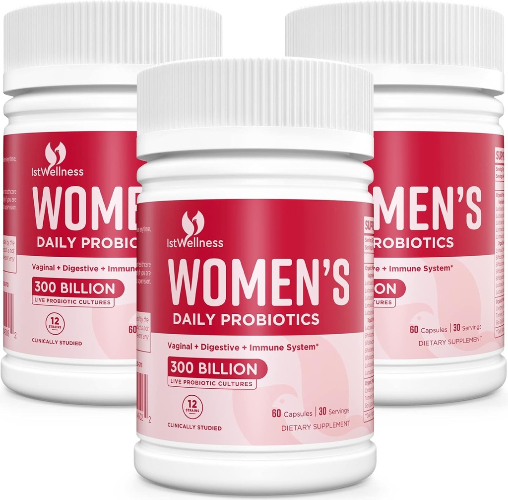 Probiotik untuk Perempuan - 300 Milyar Probiotik CFU, 12 Strains Progities dengan Cranberry, Probiotic Perempuan Terpilih untuk Vaginal, Urinary, PH Saldo, Diare, Digetical Gut & Imune Kesehatan - 180 Capsule