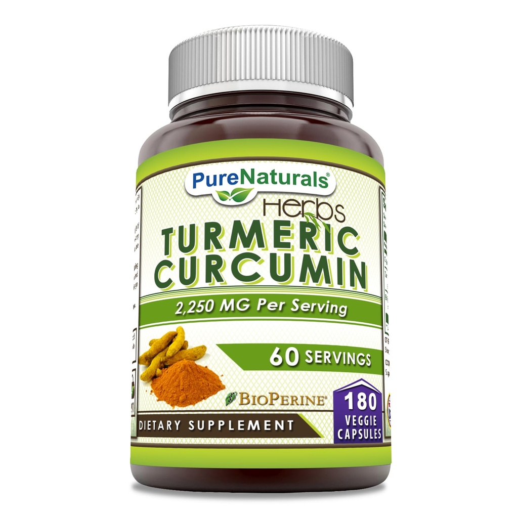 Turmeric Curcumin murni dengan Bioperine 2250 mg Per Serving Suplemen 124; Veggie Capsules 124; Non-GMO 124; Gluten Free 124; Dibuat di USA (1 Pack, 180 Count)