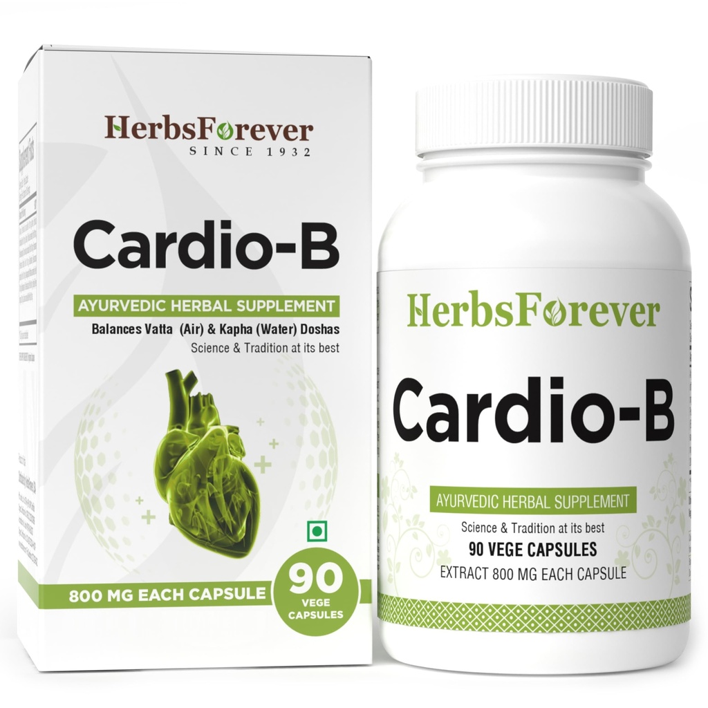 Herbsforever Cardio- B Ayurvedic Herbal Suplemen 90 Vege Capsules 800 Mg Masing-masing