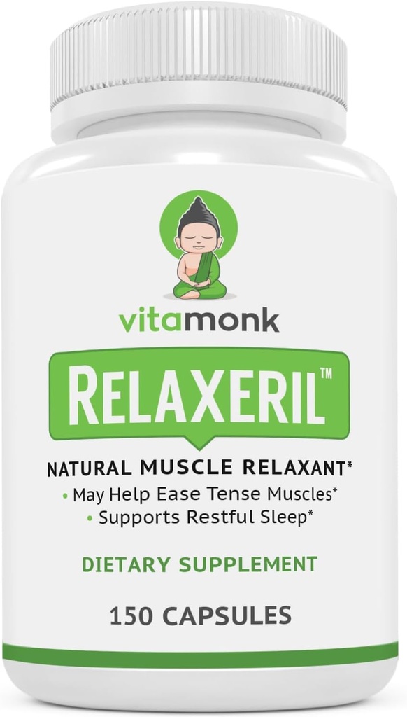VitaMonk Relaxeril ♪ All-Natural Muscle Relaxer - Muscle Relaxer Supplemen - Complete Muscle Relaxing Formula