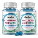 Hyaluronic Acid Gummies, Hialuronic Acid Suplemen dengan Vitamin C & Biotin 5000mcg untuk Skin, Rambut, Nails Kesehatan, Pendukung Joints & Men, Low Sugar, Vegan, Nun-GMO, 60 Counts