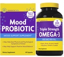 Probiotik Mood & Triple Omega Bundle Mood Probiotic (60 Kapsul) Triple Power Omega-3 Fish Oil (200 Softgel). Supports Brain, Joints and Immune Health *