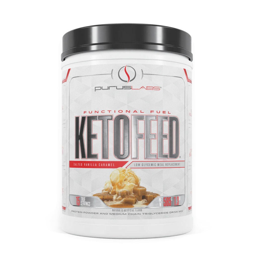 Purus Labs KetoFeed Protein 126; Keto Rendah Protein Glycemic Replacement (Salted Vanilla Caramel)