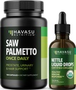 HAVASU NUTRITITION Stinging Nettle Leaf Extract Liquid Drops (60 Servings) & Saw Palmetto Capsules (100 Pelayan)