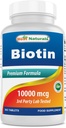 Biotin Terbaik (Juga Disebut Vitamin B7), 10.000 mcg 365 Tablet (365 Cacah (Paket 1))