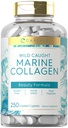 Carlyle Marine Collagen for Hair Skin and Nails 124; 250 Caplets 12.4; Peptides for Women and Men 124; Type I with Kalsium 124; Non-GMO & Gluten Free
