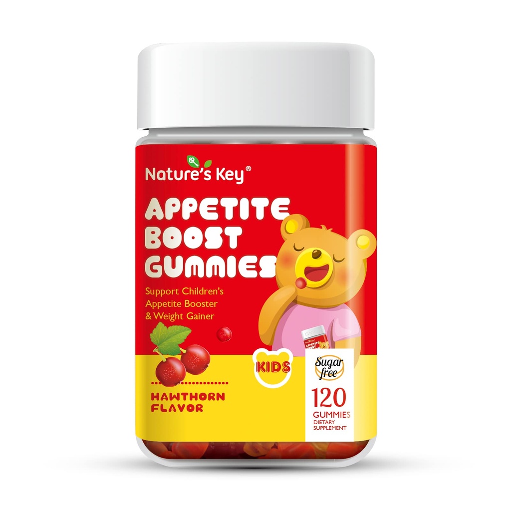 Nature 's Key Appetite Booster Gummies - untuk Anak-anak Makan Lebih, Dukungan Appetit Stimurant dan Weight Gainer -Hawthorn Flavor (120 Count, Pack of 1)