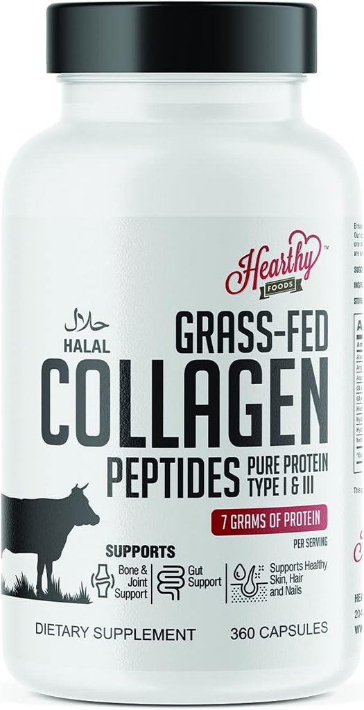 Pill (Tipe I, III), 360 Collagen Capsules Heally Hair, Kulit, Nails, Joints - Susu dan Gluten Free Collagen Suplemen - 7 Grams Protein Per Serving