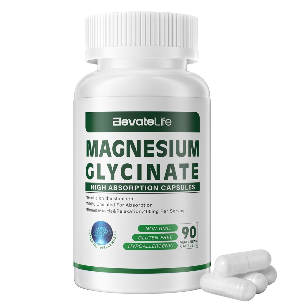 Magnesium Glycinate 400 MG per Serving 100% Pengampunan Tinggi, Lembut Pada Perut, Bukan-GMO, 90 Vegetarian Capsules
