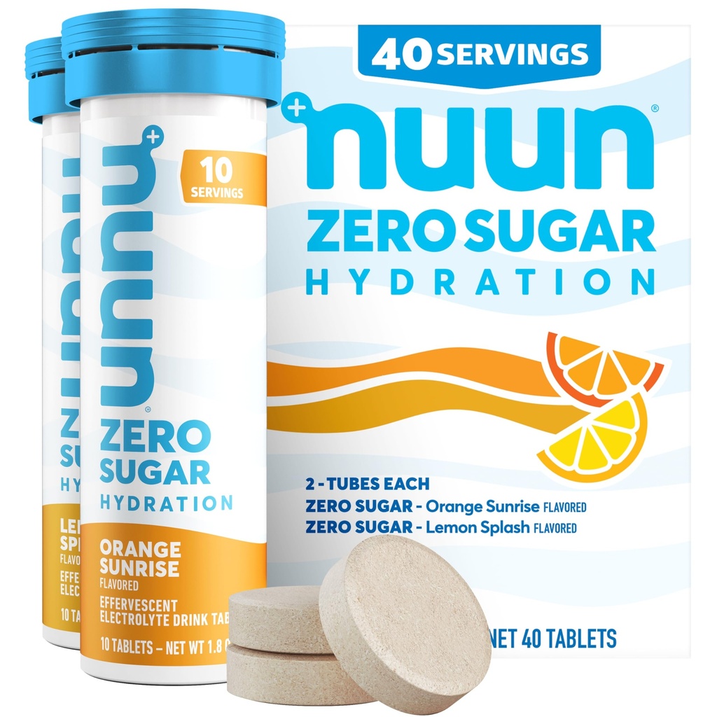 Nuun Zero Sugar Hydration Electrolite Tablet - Sodium, Potasium, Chloride, Calcium, Magnesium, Light & Delicious Fruit Flavors, No Sugar, Gluten Free, Vegan, Mixed Citrus 4 Pack (40 Servings Total)