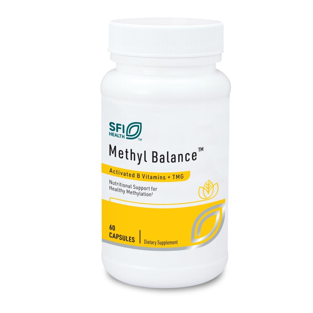 Klaire Labs SFI Health Methyl Balance - Aktivated Vitamin B + Trimethyglycine - Methyl Flete, Betaine TMG, Vitamin B2, B6 & 12 - Dukung Tingkat Energi Healthy (60 Capsules)