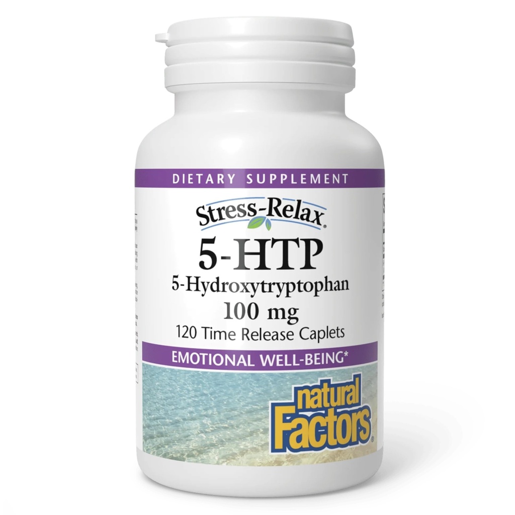 Faktor Natural, Stress- Relax 5-HTP 100 mg, Farmasi-Grade Suplemen, Support Sleep & Emotional Well- Menjadi, 120 Cacah (Paket 1)