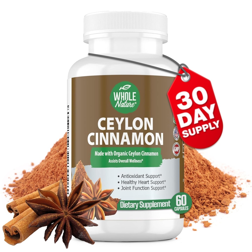 Cinnamon Capsules 1200mg. Powder Cinnamon Sejati, Bukan-GMO, Gluten Bebas, Vegan 60 ct (1)