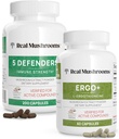 Jamur asli Ergothioneine (60) dan 5 Defender (200ct) Bundle - dengan Turkey Tail, Shiitake, Reishi, Chaga, Maitake, Oyster - Umur-panjang dan Kebal Abadi - Vegan, Gluten Free, Non-GMO