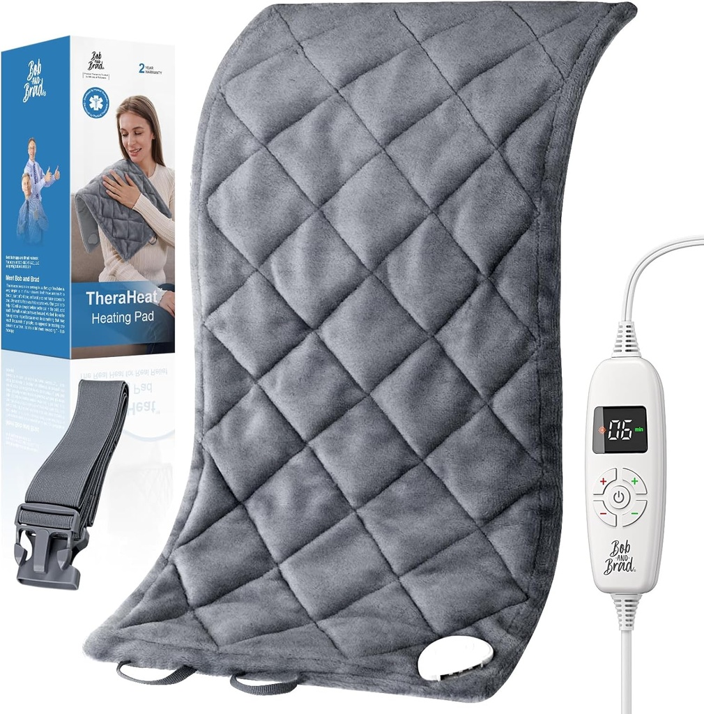 BOB DAN BRAD Weighted Heating Pad dengan Far Inframerah Warm, Large Heating Pad for Body Back Deep Muscle Pain Relief, Gift for Family Women Men, ETL Certifikasi 2.4lbs, 12 "x24" (Grey)