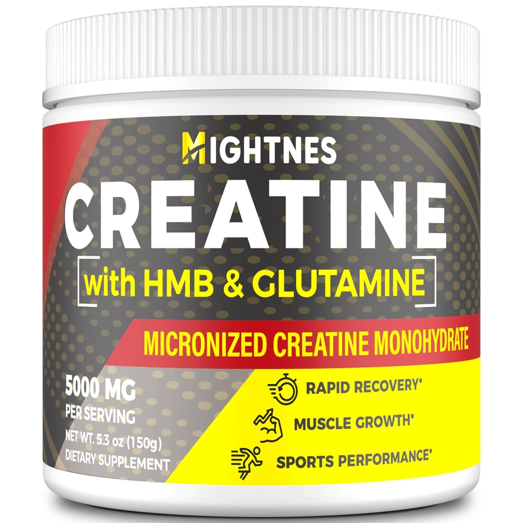 Creatine HMB, Creatine Powder for Men & Women, Micronized Creatine Creatine Monohydrate for Muscle Growth & Recovery and Increased Strength, Performance, Creatine HMB with Glutamine, Gluten Free, 30 Servings