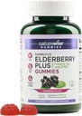 NaturreWise Sambucus Elderberry Gummies - Imune Suplemen Dukungan bagi Anak Umur 4 + & Dewasa -