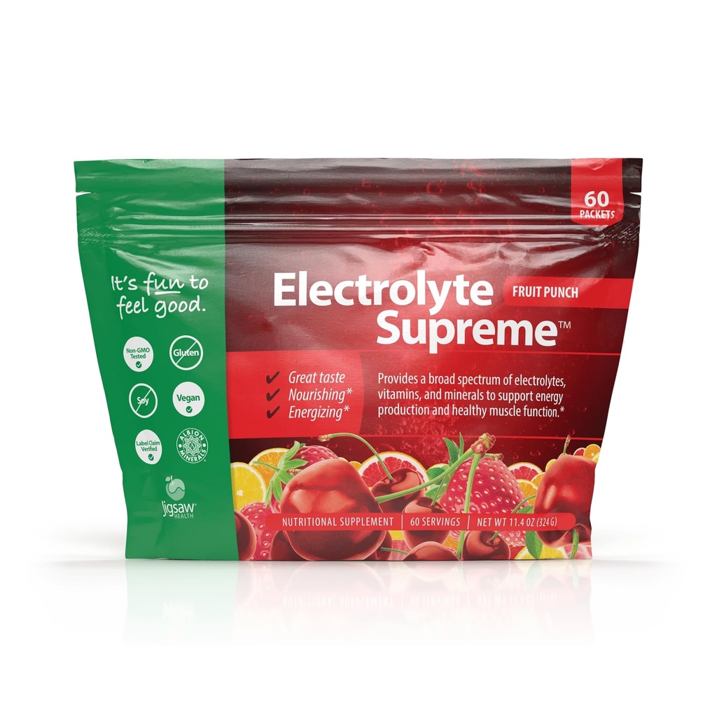 Jigsaw Health Electrolite Supreme Averst 124; Broad Spectrum of Electrolite + Trace Minetrace 124; Fruit Punch Flavor 124; 60 Servings (Paket)