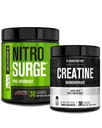 Jacked Factory NITROSURGE Pre-Workout Supplement - Plums Intense (30 Pelayan, Semangka) & Creatine Monohydrate Powder untuk Pertumbuhan Otot (30 Hamba, Tanpa Rasa)