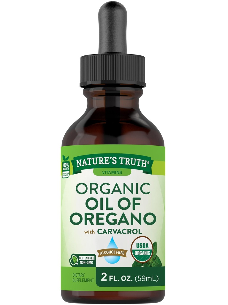 Nature 's Truth Organic Oil of Oregano Liquid Drops 12.4; 2 fl oz 124; Mediterania dan Wild Oregano Supplemen 126; Non-GMO & Gluten Bebas