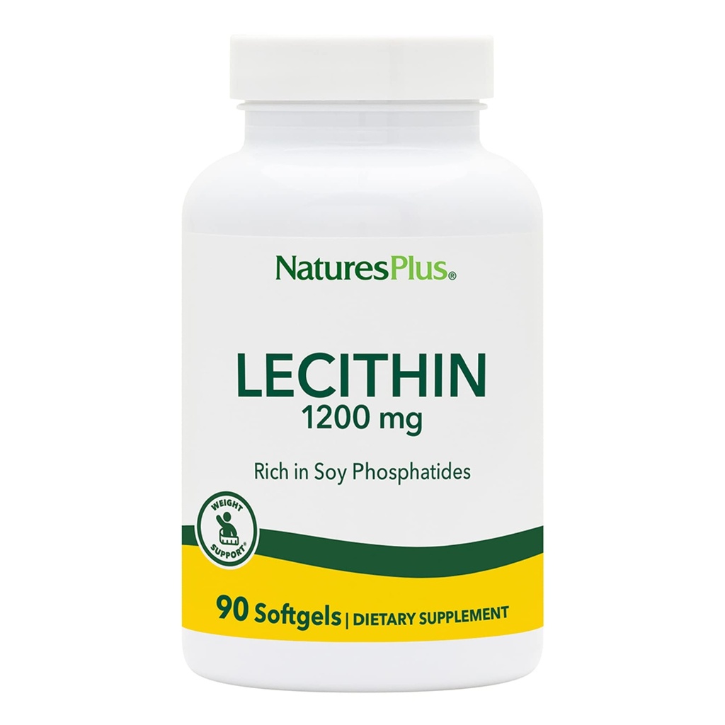 NaturesPlus Lecithin - 1200 mg, 90 Softgels - Rich in Soy Phosfatides - Gluten Free - 90 Servings
