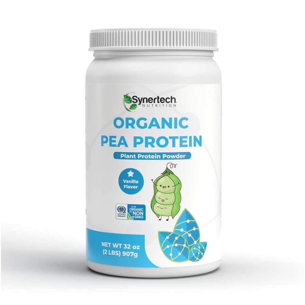 Vegan Vanilla Flavared Plant-Based Pea Protein (2lbs) 14; Non- GMO, Tersertifikasi Organik