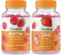 Lifeable Biotin + Zinc 50mg, Gummies Bundle - Great Tasting, Vitamin Suplemen, Gluten Free, GMO Free, Chewable