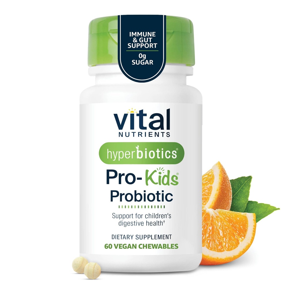 Probiotik Hiperpolar Vital Vital Pro Kids 124; Allergen- Free Toddler Progories for Kids 124; Targeted Ammune, Gut, and Digetical Health 124; Sugar- Free Orange Flavor 124; 60 Chewable Tablets