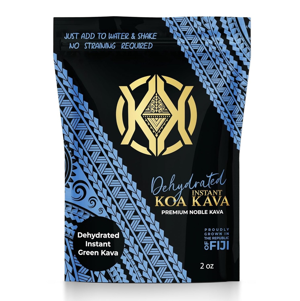 Koa Kava Dehidrasi Instant Kava - 100% Dehidrasi Instant Green Fiji Kava Root Powder, 2 oz (56g)