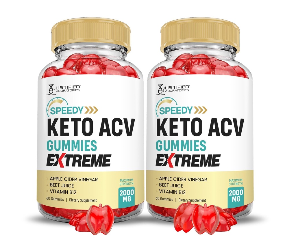 (2 Paket) Speedy Keto ACV Gummies Ekstrim 2000MG Speedy Keto Gummies Lanjutan Formula Apple Cider dengan Powder Powder Beet B12 Vegan Non GMO 60 Gummys