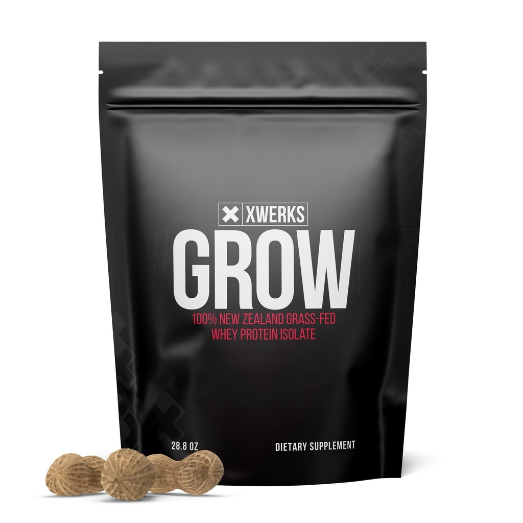 Xwerks Grow 100% Selandia Baru Whey Protein, 23g Murni Bubuk Protein Isolat Per Serving, All Natural Paleo dan Keto Friendly, Soy Free Gluten Free Mudah Digest, Peanut Butter, 30 Pelayan