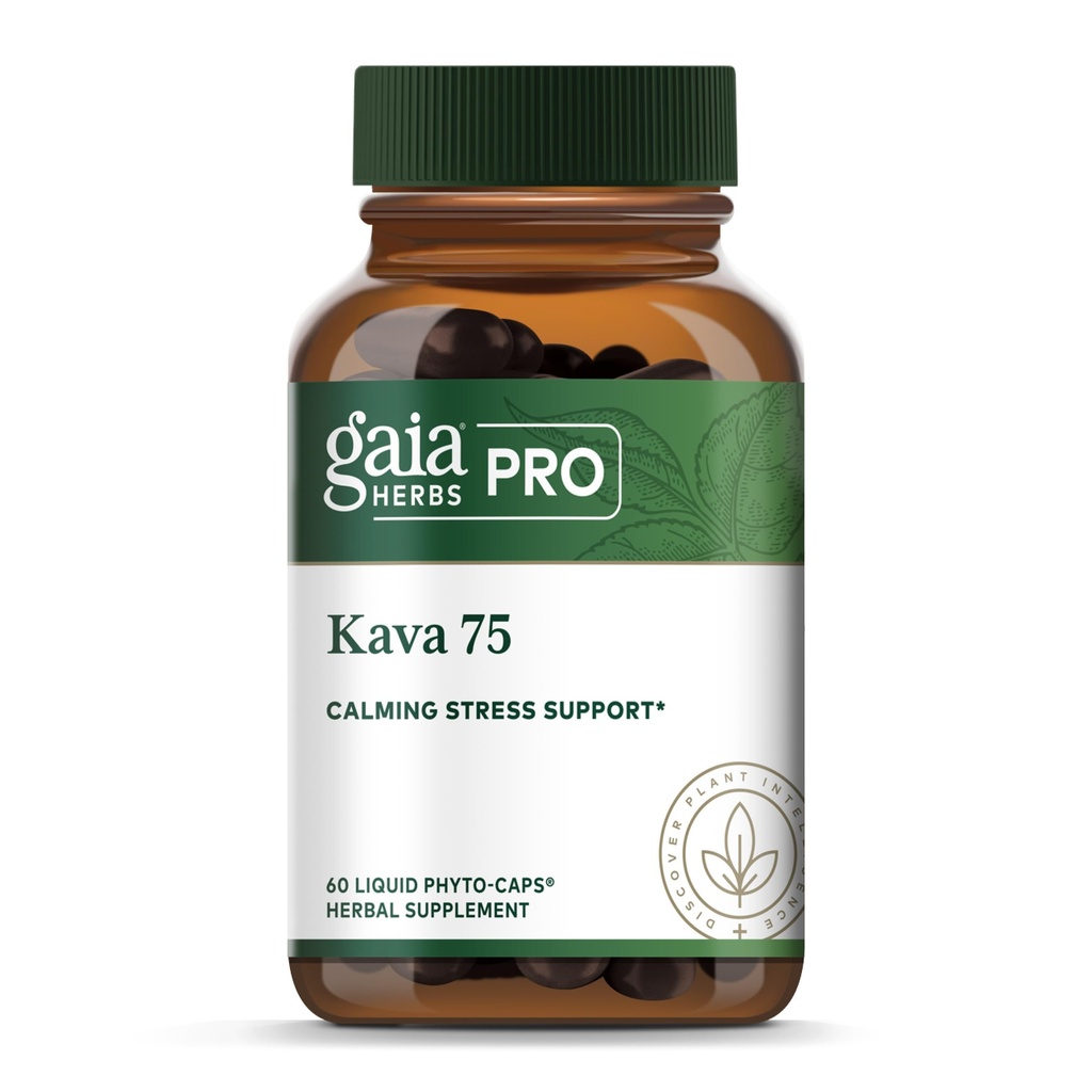 Gaia Herbs PRO Kava 75-Stress Dukungan Tambahan - Aids a Sense of Calm & Relaxation - 60 Liquid Phyto- Caps