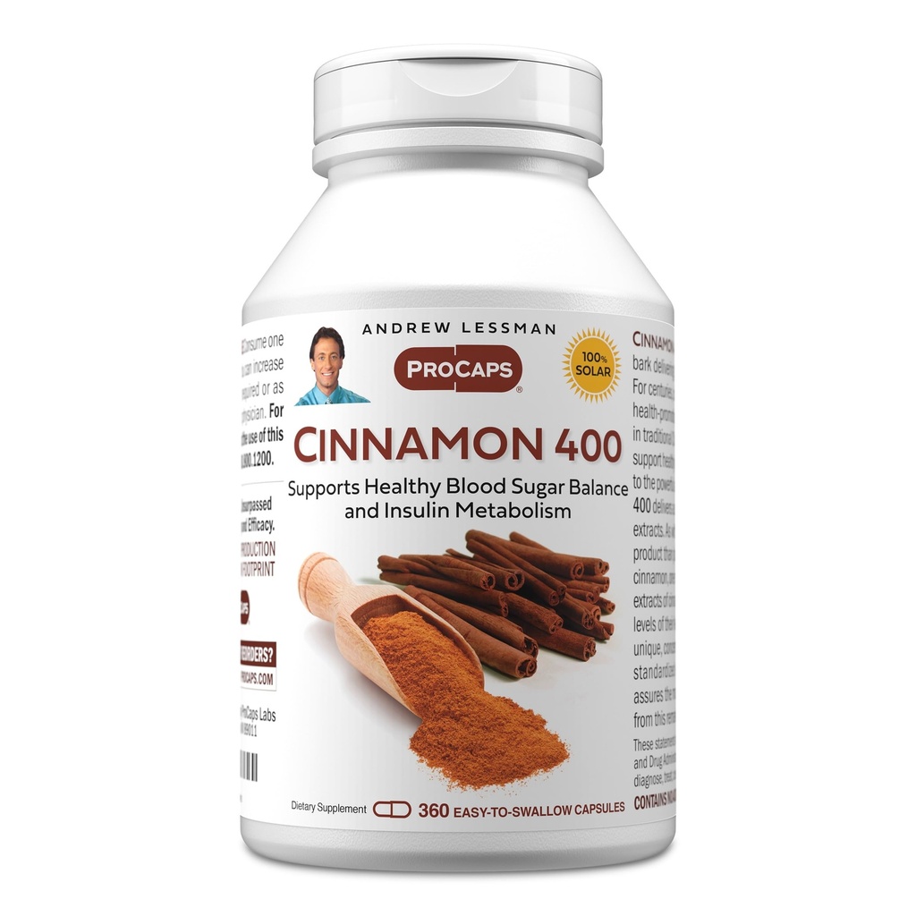 ANDREW LESSMAN Cinnamon 400mg - 360 Capsules - Potensi Tinggi, Ekstrak Standardisasi. Tidak ada Addonist. Kecil Mudah untuk menelan Kapsul