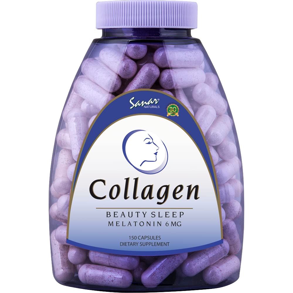 Sanar Collagen Pills Beauty Tidur dengan Melontonin 6 mg - Boost Rambut Skin Naints - Collagen Peptides Tambahan, 150 Capsules