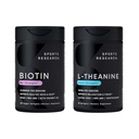 Vegan Riset Olahraga Biotin 10.000mcg dengan Coconut Oil Max Power Vitamin B7 120 Softgels (4 Bulan Supply) dan Double Power L-Theanine Supplemen untuk Fokus, Relaksasi & Alertice 200mg 60 Count