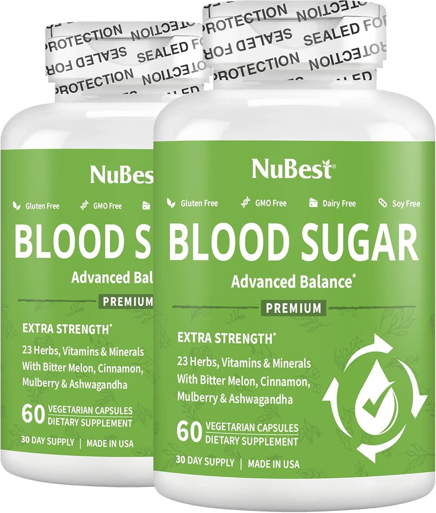 Gula Darah - Formula Lanjutan dengan Bitter Melon, Ashwagandha, Cinnamon, Chromium, Magnesium, Vitamin, Alpha Lipoic Acid, Cayenne Pepper & Lebih 124; Pack 2