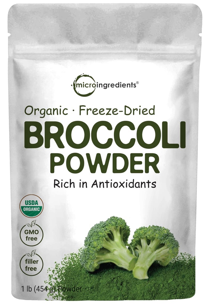 Powder organik Brokoli, 1 Pound, Freeze Dry, Berisi DIM Natural (Diindolylmetana), dan Kaya dalam Fiber dan Imune Vitamin C, Green Superfood untuk Smoothie & Minuman, Vegan Friendly