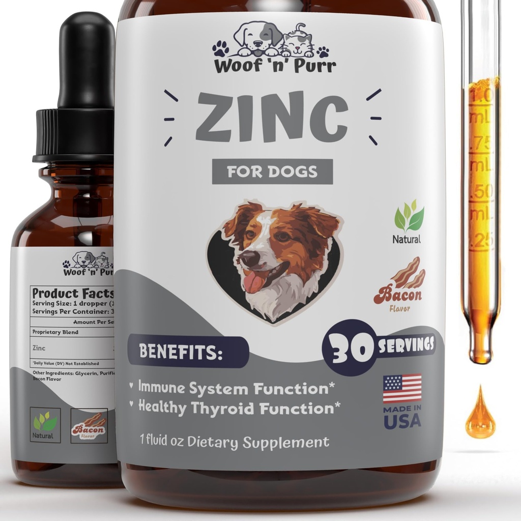 Zinc for Dogs - Dog Zinc Supplement - Membantu untuk mendukung Healthy Skin, Coat, Coat, Ammune Health & More