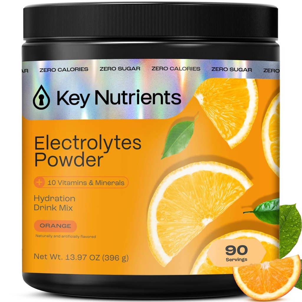 KEY NUTRIENTS Multivitamin Electrolytes Powder No Sugar - Tangy Orange Electrolyte Powder - Endurance & Energy Suplemen - Powder Hidration