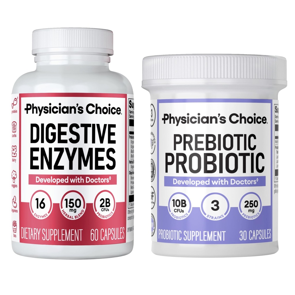 Physician 's CHOICE Prebiotic- Probiotic + Digetical Multical enzim 60CT - Digetical Health Bundle