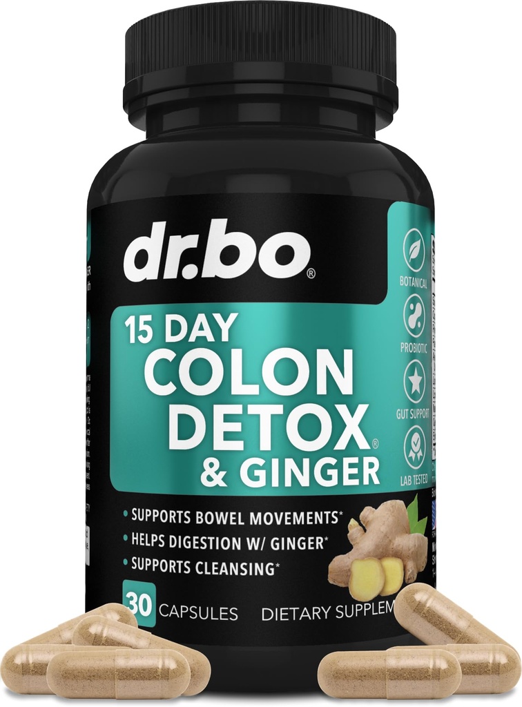 Colon Cleanser Detox untuk Wheight Flush - 15 Day Colon Cleanse Pills with Ginger - Fast Natural Laxative, Constipation Relief, Bowel Movement Suppplies for Instinal Stomach Bloating Gut Loss Support