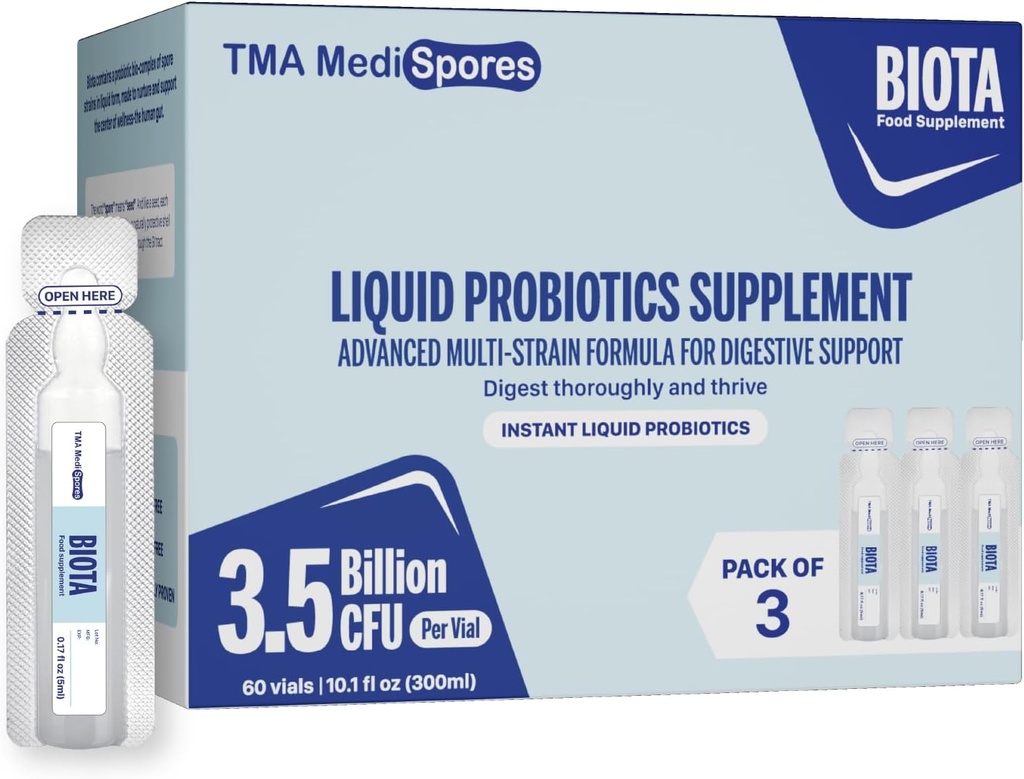 Minuman Biota Probiotic for Digetical Health & Ammune Support, Fast Acting Support Stomipation, Digetical Daily Probiotic for Dewasa, Kid, Gluten, Sugar Free & Non-GMO, 60 Servings