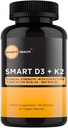 Vitamin D3 + K2 - Bone Health & Imune Dukungan - 7000 IU (175 MCG) D3 + 500 MCG K2 - Cofactors B6, Magnesium & Zinc - Gluten Free, Vegan, Non-GMO - Dietary Suplemen - 30 veggie Capsules