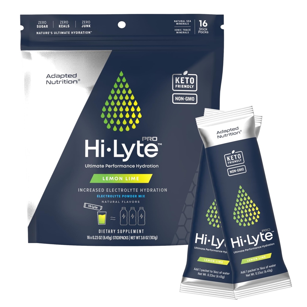 Diadaptasi Nutrection Hi-Lyte Pro Hydration Packet - 16 Individual Drum Packets 12.4; Lemon Lime 124; Flavored Electrolite Powder 124; Sugar- Free, Zero Carb, Zero Calorie