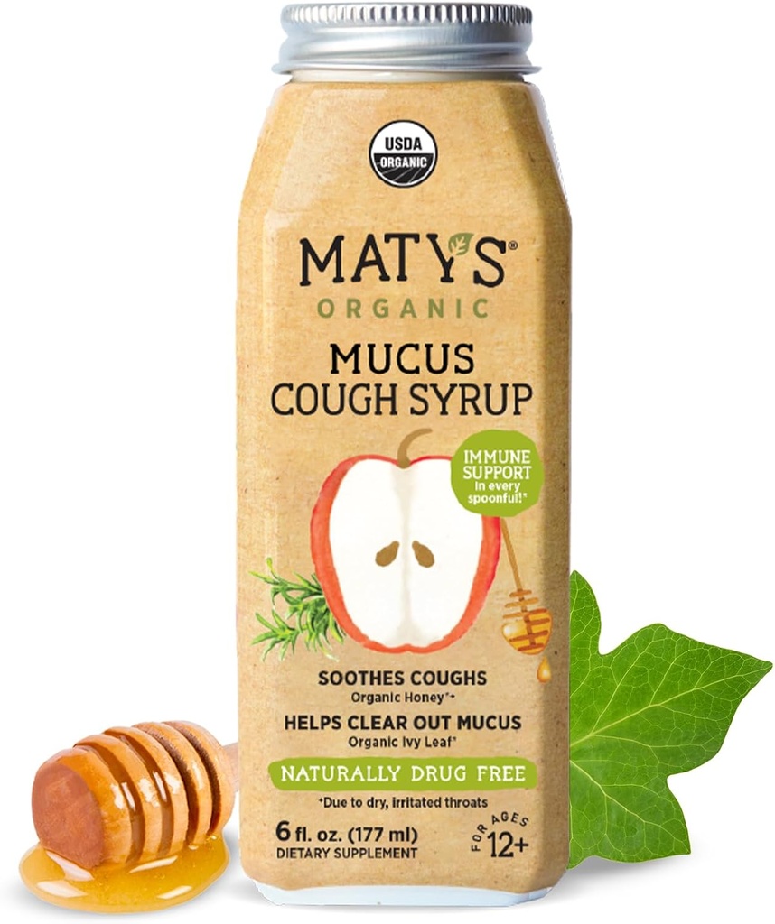 Mays Adult Muscus Cyrup for Dewata & Children 12 Years & Up, Soothing Relief Ivy With Organic Ingredices & Zinc, 6 Fl Oz