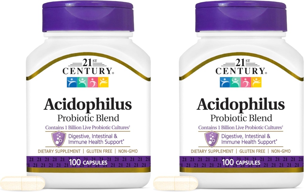 21 Century Acidophilus Capsules, 100 Count (21339) (Paket 2)