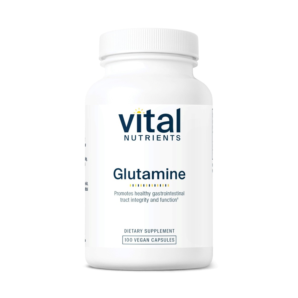 Vital Nutrients Glutamine 124; 3400mg L- Glutamine 124; Sehat Gastrointestinal Tract Fungsi 124; Gluten, Dairy, Soy Free 124; Non-GMO 124; 90 Glutamine Capsules